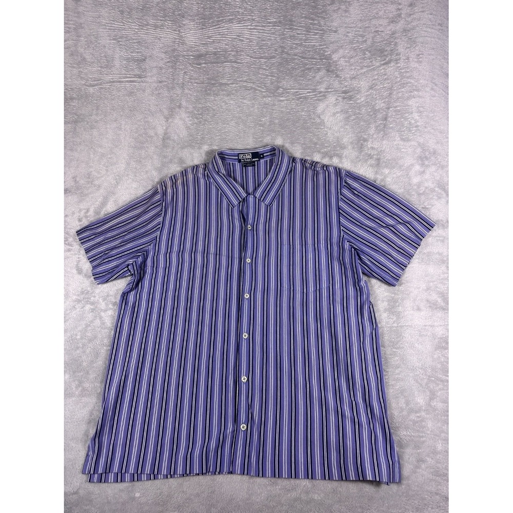 Polo by Ralph Lauren men's short sleeve button up Shirt XL Purple sleeves